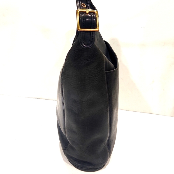 Vintage Coach Slim Black Leather Duffle Tote Shoulder Bag 9060 - Picture 10 of 16